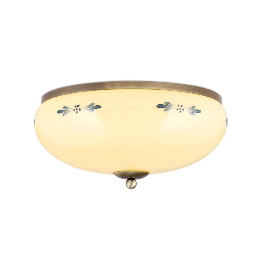 Loftlampe LANDHAUS 3xE27/60W/230V Ø 35 cm bronze/beige/blå
