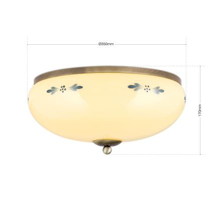 Loftlampe LANDHAUS 3xE27/60W/230V Ø 35 cm bronze/beige/blå
