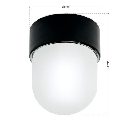 Loftlampe OSTIA 1xE27/40W/230V Ø 9,8 cm sort
