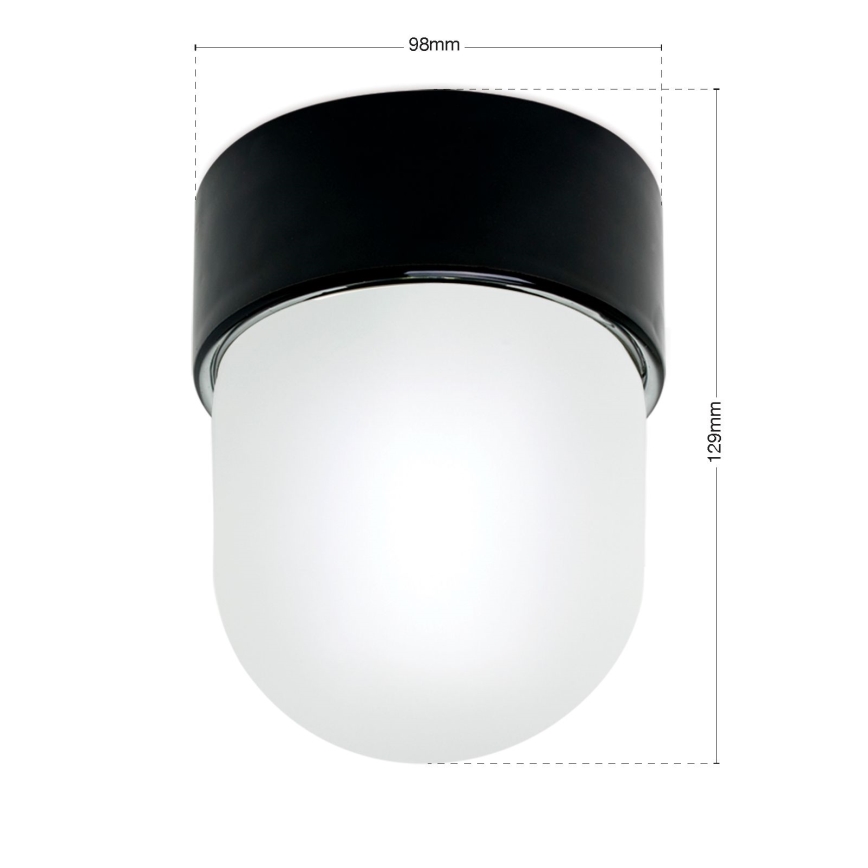 Loftlampe OSTIA 1xE27/40W/230V Ø 9,8 cm sort