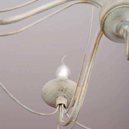 Pendel med kædeophæng VELA 5xE14/40W/230V diameter 60 cm hvid/guldfarvet/patina