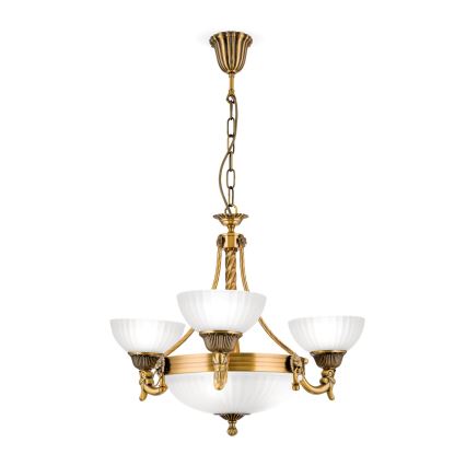 Pendel med kædeophæng ROCCA 6xE27/60W/230V diameter 64 cm bronze/hvid