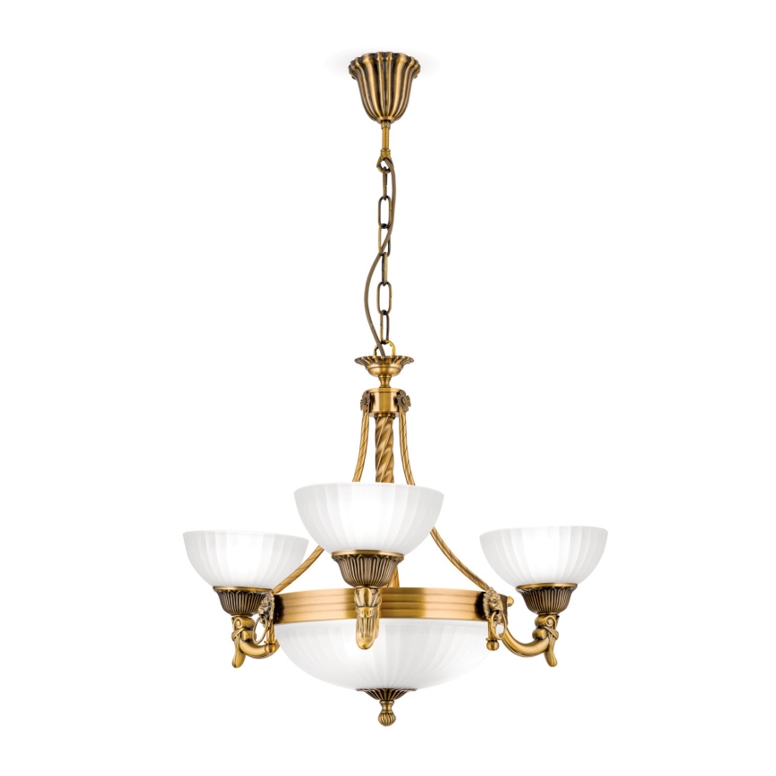 Pendel med kædeophæng ROCCA 6xE27/60W/230V diameter 64 cm bronze/hvid