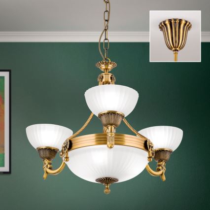 Pendel med kædeophæng ROCCA 6xE27/60W/230V diameter 64 cm bronze/hvid