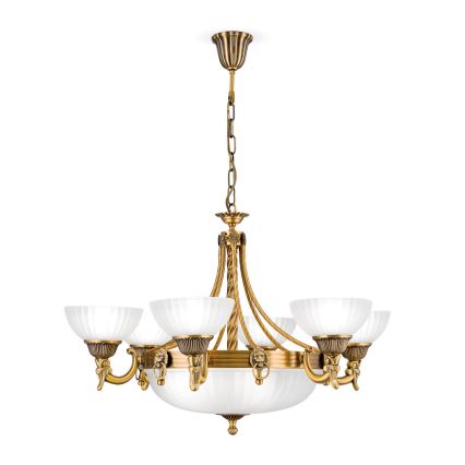 Pendel med kædeophæng ROCCA 9xE27/60W/230V diameter 75 cm bronze/hvid
