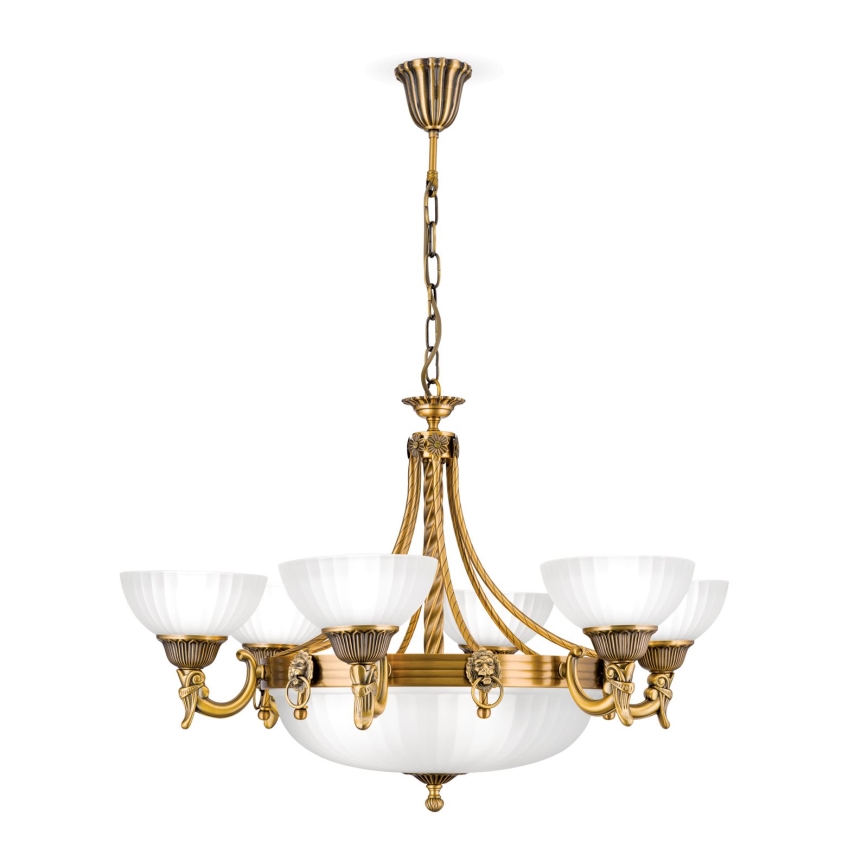 Pendel med kædeophæng ROCCA 9xE27/60W/230V diameter 75 cm bronze/hvid