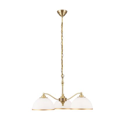 Pendel med kædeophæng OLD LAMP 3xE27/40W/230V diameter 65 cm hvid/messing