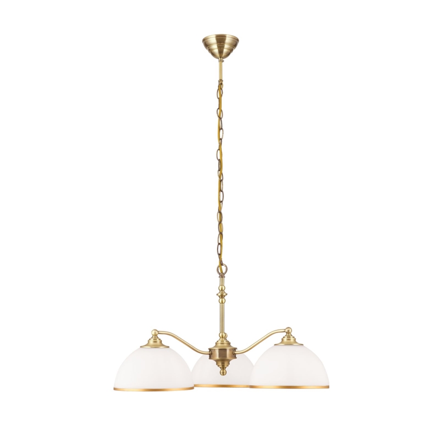 Pendel med kædeophæng OLD LAMP 3xE27/40W/230V diameter 65 cm hvid/messing