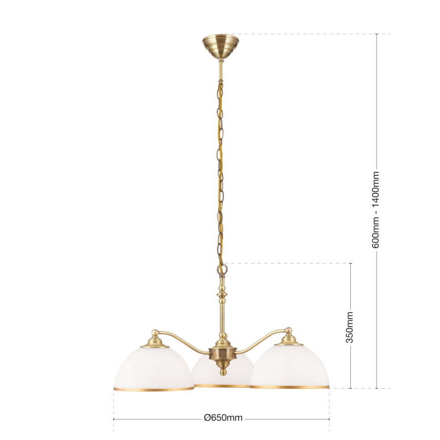 Pendel med kædeophæng OLD LAMP 3xE27/40W/230V diameter 65 cm hvid/messing