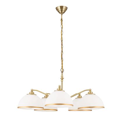 Pendel med kædeophæng OLD LAMP 5xE27/40W/230V diameter 75 cm hvid/messing