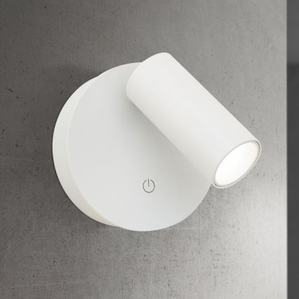 LED dæmpbar genopladelig berøringsbetjent vægspot LUXY LED/1W/5V 2200 mAh 2700/3000/4000K hvid