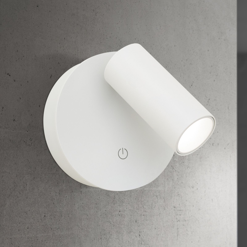 LED dæmpbar genopladelig berøringsbetjent vægspot LUXY LED/1W/5V 2200 mAh 2700/3000/4000K hvid