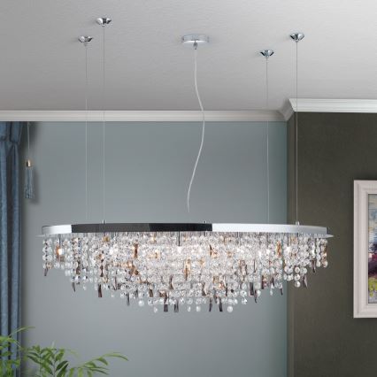 Lysekrone i krystal CRYSTALRIVER 21xG9/40W/230V skinnende krom
