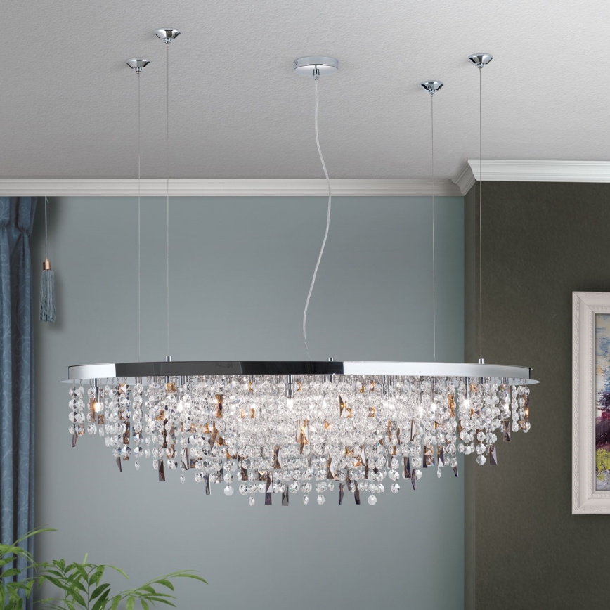 Lysekrone i krystal CRYSTALRIVER 21xG9/40W/230V skinnende krom