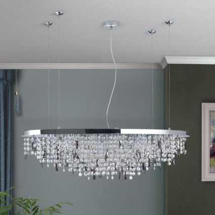 Lysekrone i krystal CRYSTALRIVER 21xG9/40W/230V skinnende krom