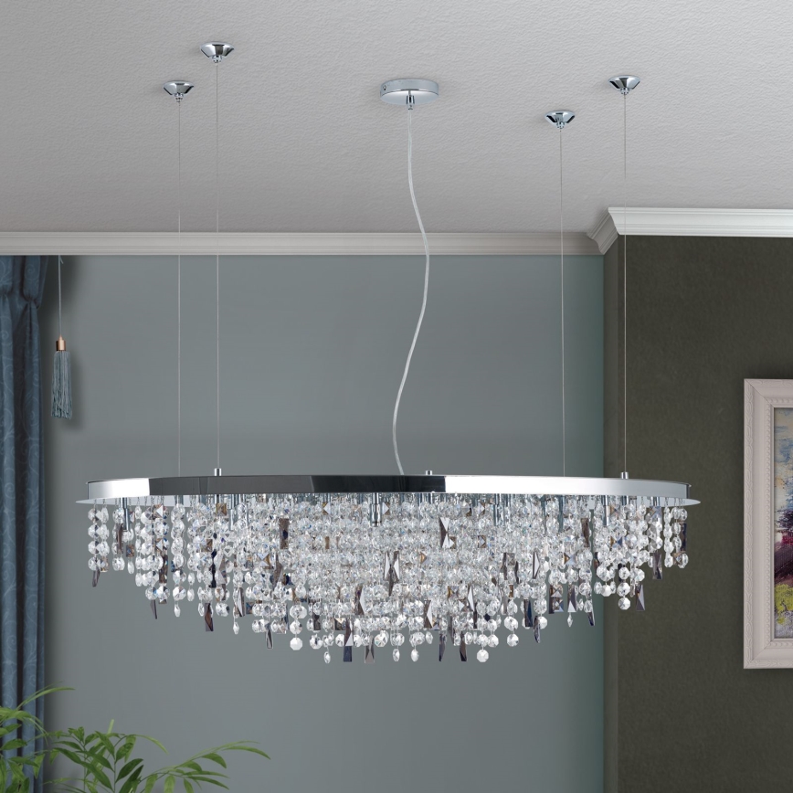 Lysekrone i krystal CRYSTALRIVER 21xG9/40W/230V skinnende krom