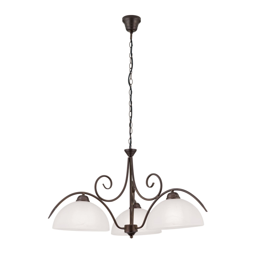 Lysekrone med kæde RULA 3xE27/40W/230V Ø 70 cm hvid/bronze