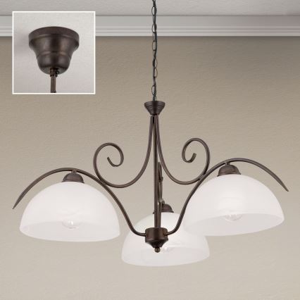 Lysekrone med kæde RULA 3xE27/40W/230V Ø 70 cm hvid/bronze