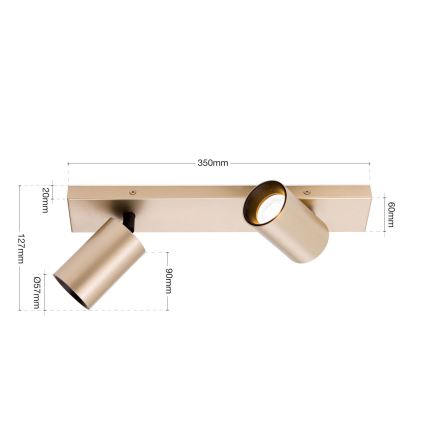 SEAN spotlampe 2xGU10/13W/230V, guld