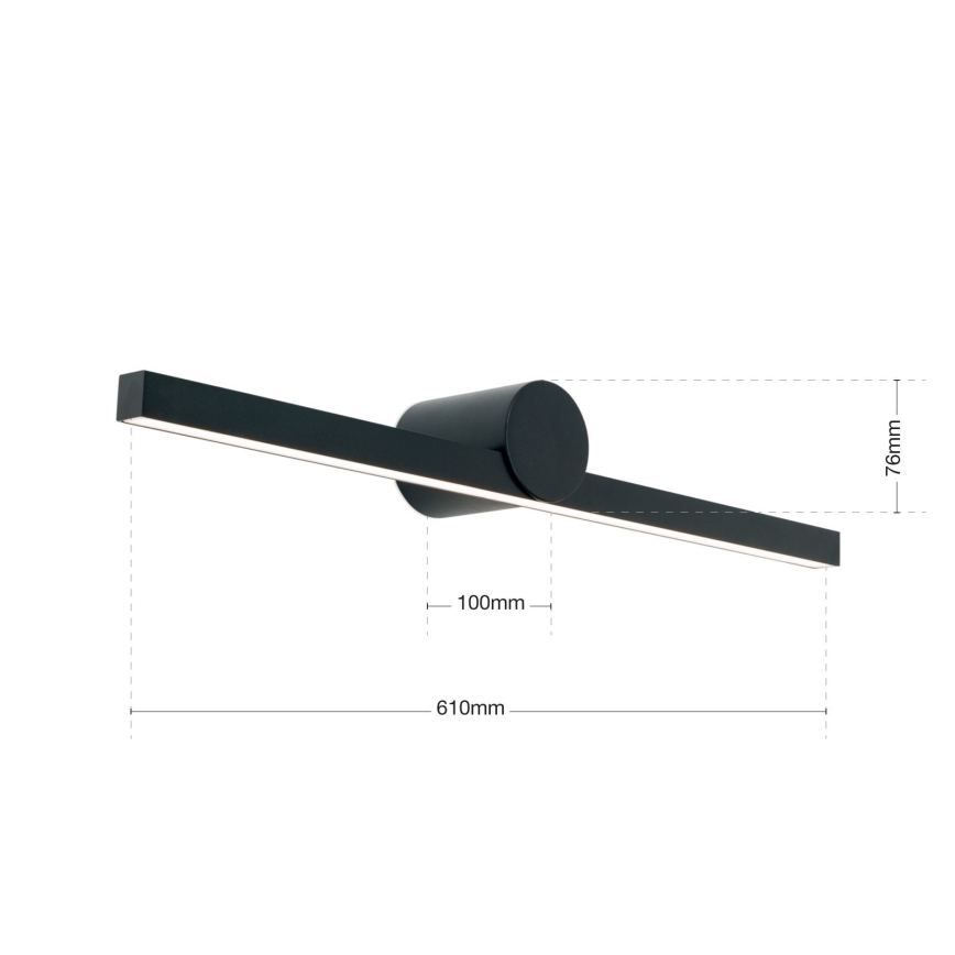 LED spejllampe til badeværelse BEAUTY LED/12W/230V 61 cm IP54 sort