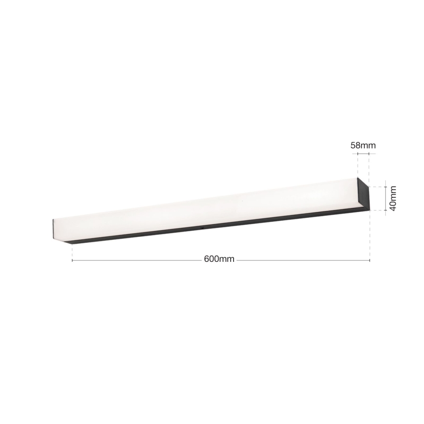 LED spejllampe til badeværelse HORIZON LED/12W/230V 3000/4000K 60 cm IP44 sort