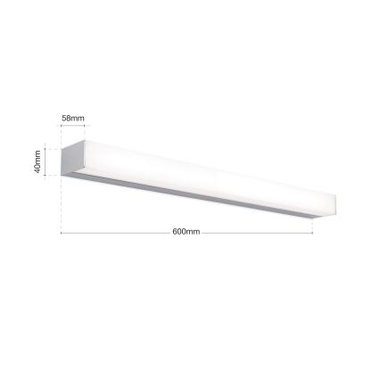 LED spejllampe til badeværelse HORIZON LED/12W/230V 3000/4000K 60 cm IP44 sølvfarvet