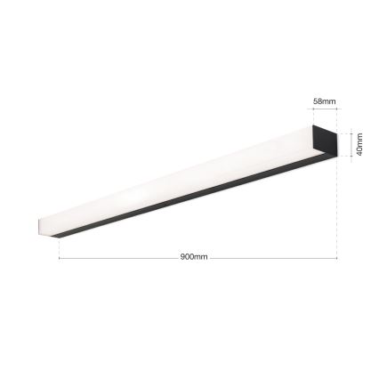 LED spejllampe til badeværelse HORIZON LED/18W/230V 3000/4000K 90 cm IP44 sort