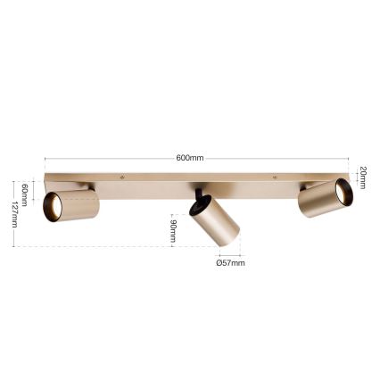 Spotlampe SEAN 3xGU10/13W/230V guldfarvet