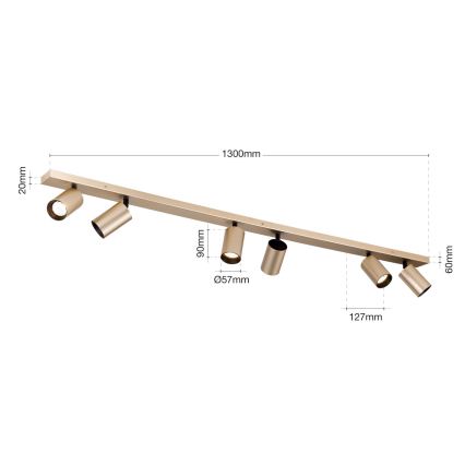 Spotlampe SEAN 6xGU10/13W/230V guld