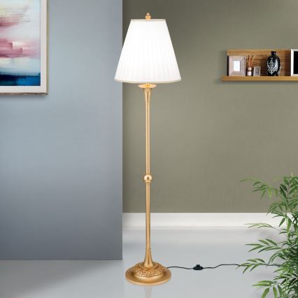 Gulvlampe FONSA 1xE27/60W/230V hvid/guldfarvet