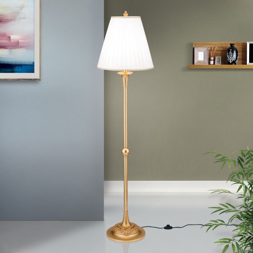 Gulvlampe FONSA 1xE27/60W/230V hvid/guldfarvet
