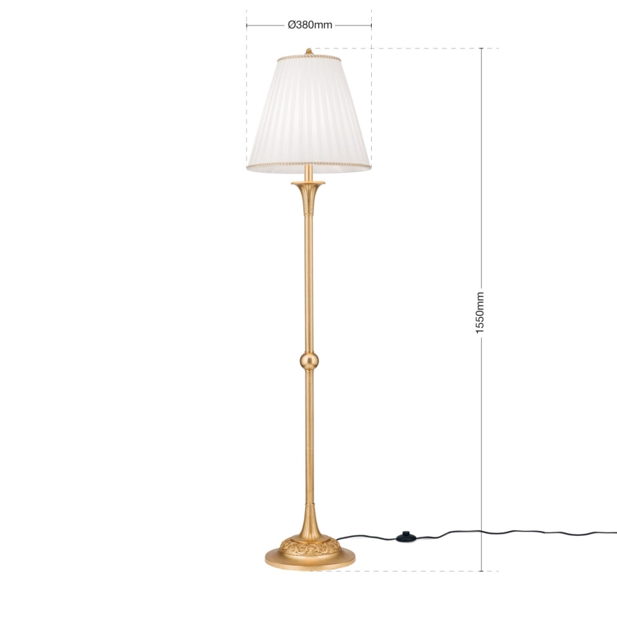 Gulvlampe FONSA 1xE27/60W/230V hvid/guldfarvet