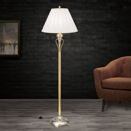 Gulvlampe TIZIA 1xE27/60W/230V hvid/guldfarvet/patina