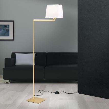 Gulvlampe CARLTON 1xE27/40W/230V hvid/guldfarvet