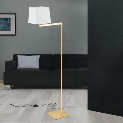 Gulvlampe CARLTON 1xE27/40W/230V hvid/guldfarvet