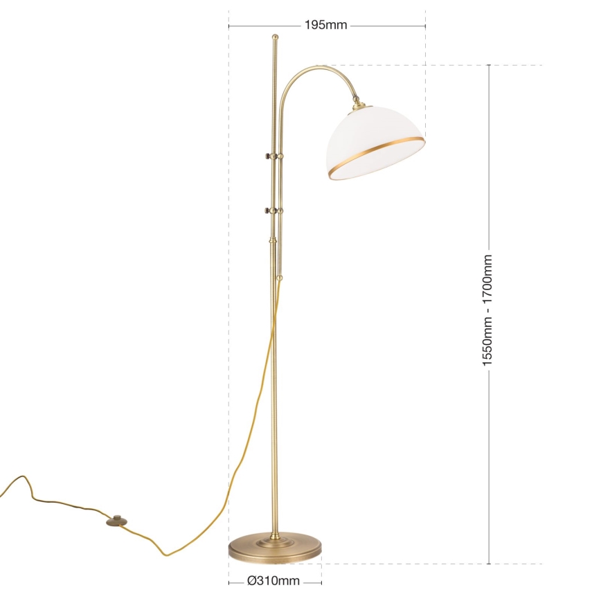 Gulvlampe OLD LAMP 1xE27/40W/230V hvid/messing