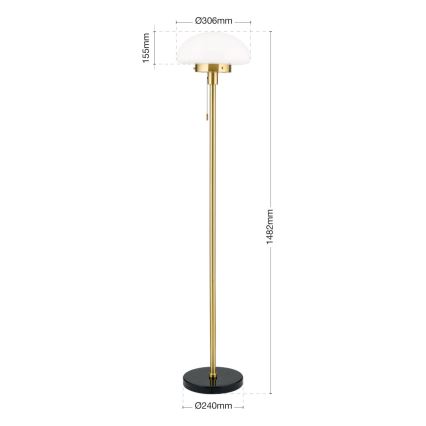 Gulvlampe SPARTA 1xE27/40W/230V guldfarvet/sort