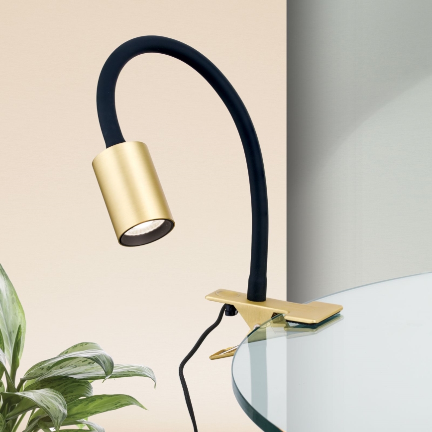 LED Fleksibel bordlampe med klemme KURT LED/5W/230V guldfarvet