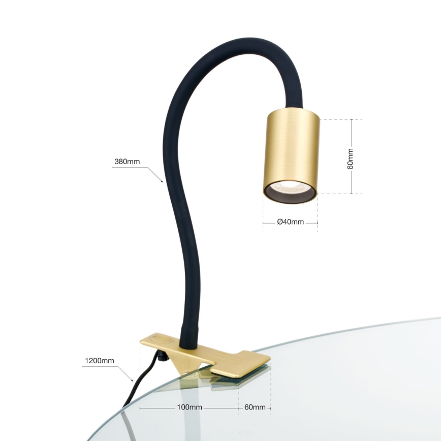LED Fleksibel bordlampe med klemme KURT LED/5W/230V guldfarvet