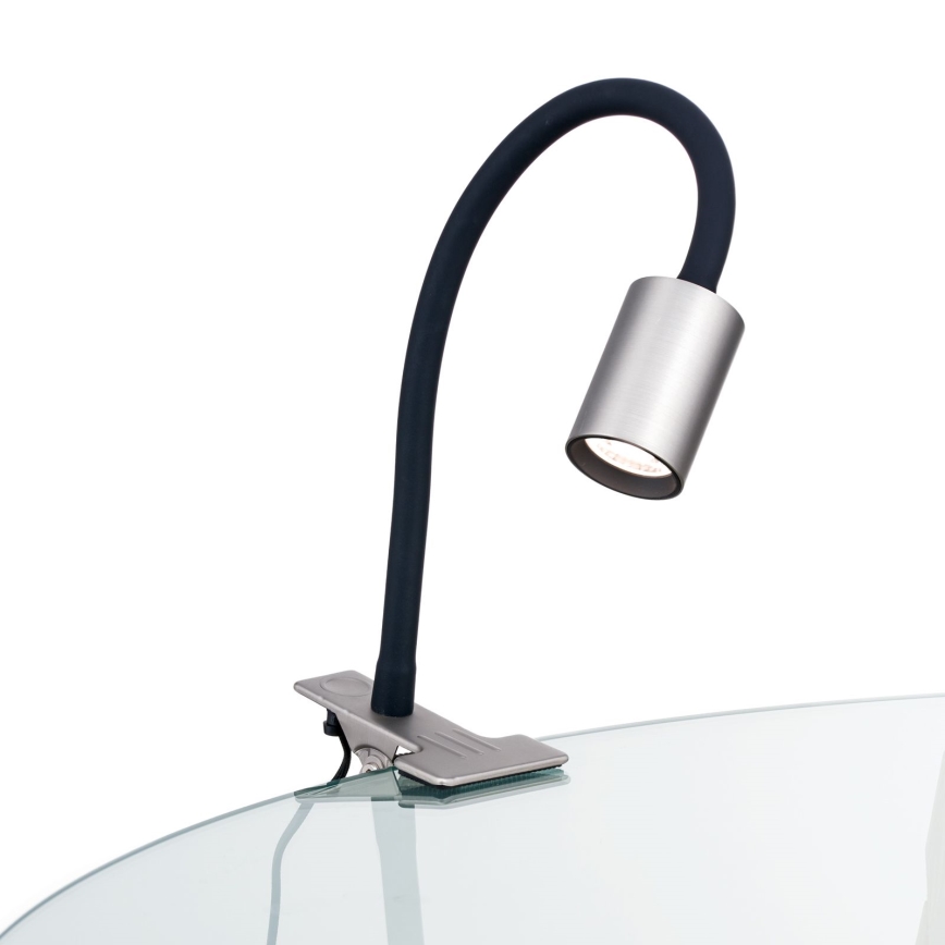 LED Fleksibel bordlampe med klemme KURT LED/5W/230V sølvfarvet