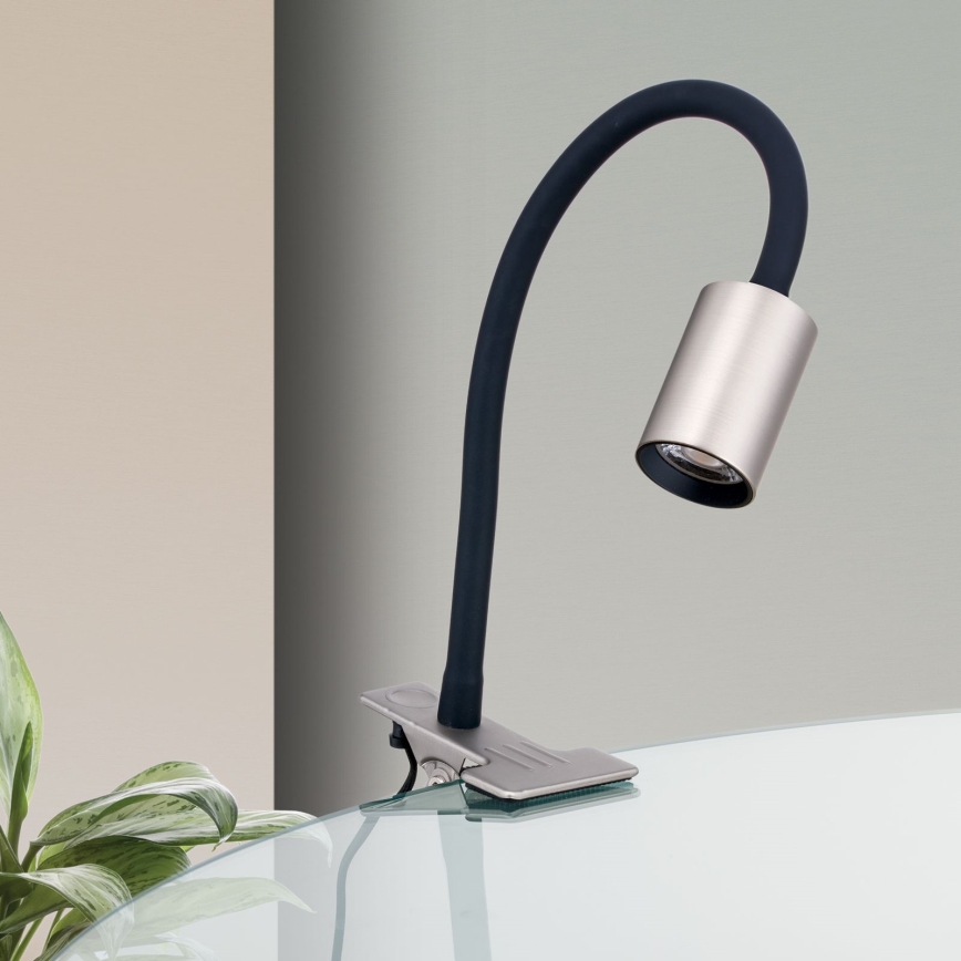 LED Fleksibel bordlampe med klemme KURT LED/5W/230V sølvfarvet