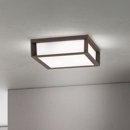 Udendørs lampe HENRY 2xE27/15W/230V 26x26 cm IP44 brun