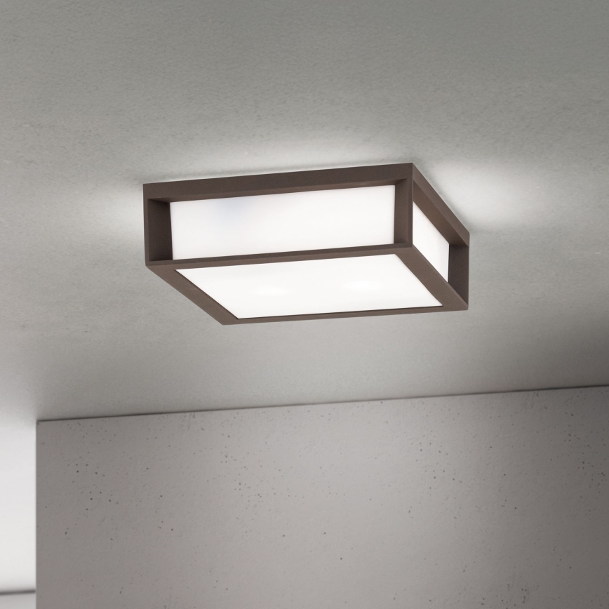 Udendørs lampe HENRY 2xE27/15W/230V 26x26 cm IP44 brun