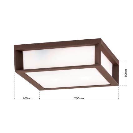 Udendørs lampe HENRY 2xE27/15W/230V 26x26 cm IP44 brun