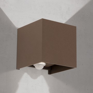 Orion - Udendørs væglampe med bevægelses- og skumringssensor CUBE-S LED/13W/230V IP54 brun