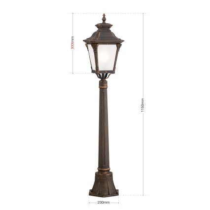 Udendørslampe AIKO 1xE27/60W/230V 115 cm IP23 bronze/patina