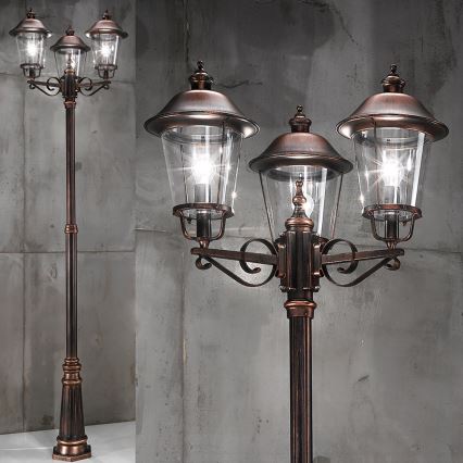 Udendørslampe KENZO 3xE27/100W/230V IP44 bronze/patina