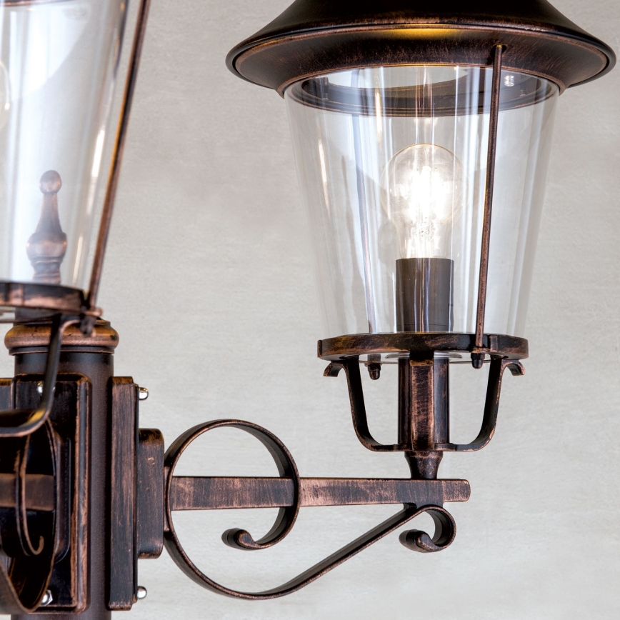 Udendørslampe KENZO 3xE27/100W/230V IP44 bronze/patina