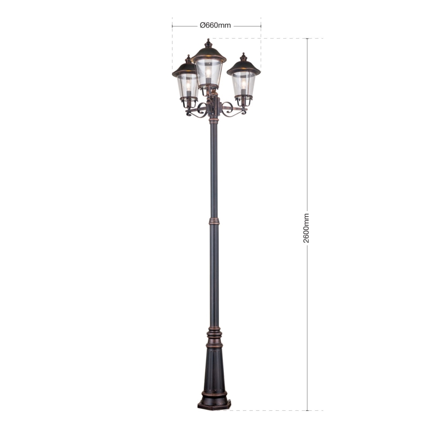 Udendørslampe KENZO 3xE27/100W/230V IP44 bronze/patina