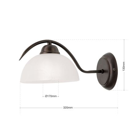 Væglampe RULA 1xE27/40W/230V hvid/bronze